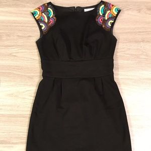 Trina Turk Size 4 Black Dress with Shoulder Detail